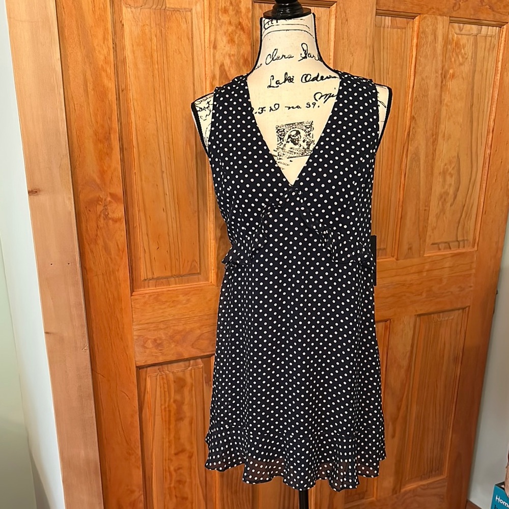 Lulu's Midnight Blue Polka Dot Dress